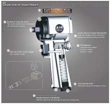 Гайковерт для шиномонтажа пневматический TOPTUL 1/2" 678 Nm 9500об/мин супер-короткий KAAQ1650