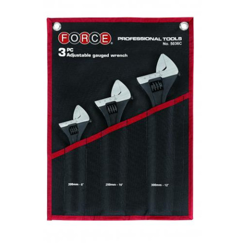 Набор ключей разводных 3 пр. (200 мм, 250 мм, 300 мм) (FORCE 5036C)