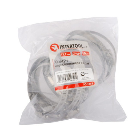 Хомут нержавеющая сталь 12,7 мм D 65-89 мм INTERTOOL TC-1165