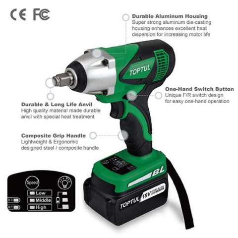 Электрогайковерт ударный TOPTUL 1/2" 500Nm 3000об/мин KPAA1650E