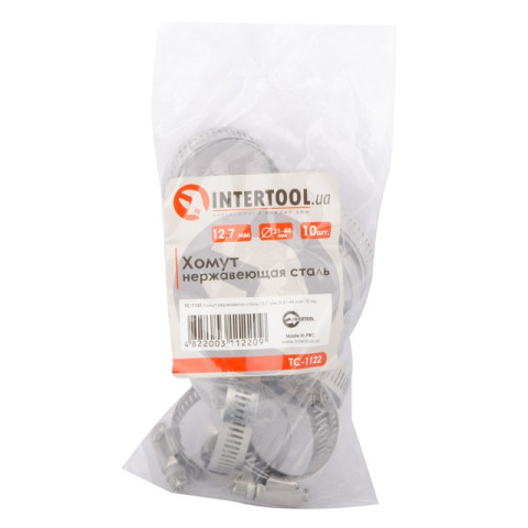 Хомут нержавеющая сталь 12,7 мм D 21-44 мм INTERTOOL TC-1122