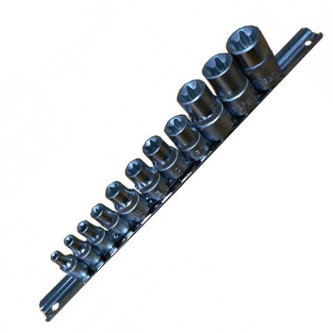 1/4", 3/8" и 1/2" Набор головок Е-профиль (Torx) 11 пр. (Е5-Е20) (код 4113)