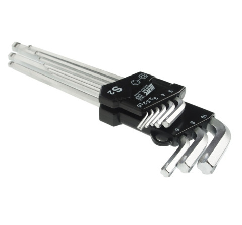 Набор шестигранников удлиненных с шаром для поврежденного крепежа 9ед. 1.5-10мм