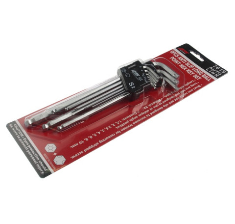 Набор шестигранников удлиненных с шаром для поврежденного крепежа 9ед. 1.5-10мм