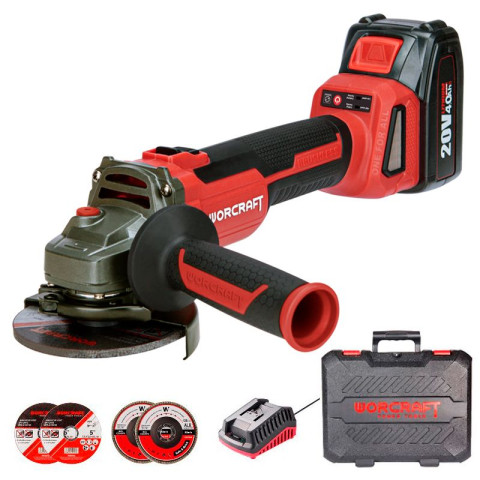 Аккумуляторная бесщеточная шлифмашина угловая WORCRAFT CAG-S20LIBH-125B