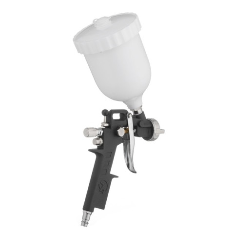 Краскопульт пневматический HP, форсунка 1.5мм, верхний пластиковый бачок 600мл, 3 регулировки, 5bar INTERTOOL PT-0210