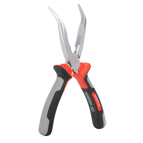 Щипцы удлиненные изогнутые 200 мм CrV с изолированными рукоятками INTERTOOL NT-0225