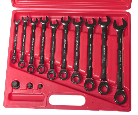 Набор ключей рожково-накидных с трещоткой 8-19мм 10ед