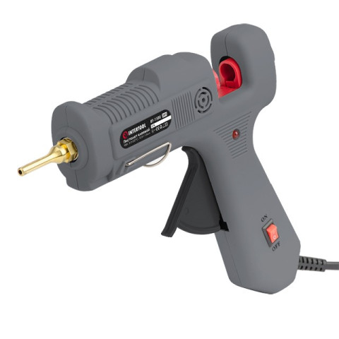 Пистолет клеевой 90(290)Вт, 230В,215-230°C под стержни 10.8-11.5мм, 13-30 г/мин., удлин. сопло, выключатель. INTERTOOL RT-1105