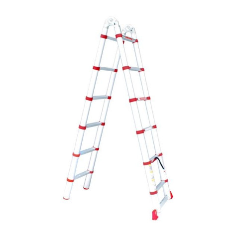 Лестница алюминиевая телескопическая раскладная универсальная 12 ступеней INTERTOOL LT-3039