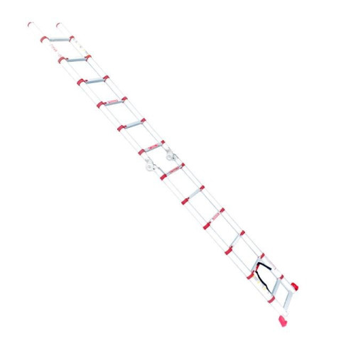 Лестница алюминиевая телескопическая раскладная универсальная 12 ступеней INTERTOOL LT-3039