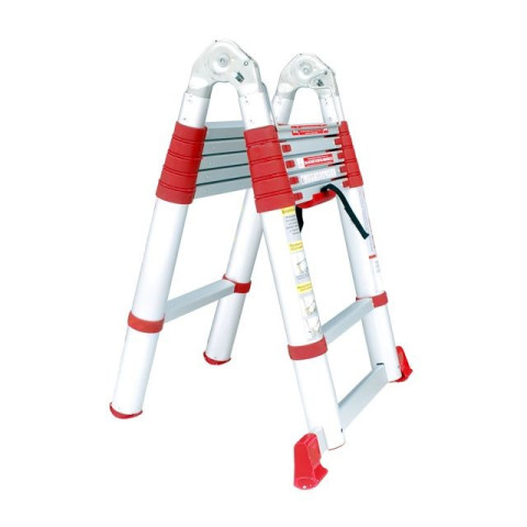 Лестница алюминиевая телескопическая раскладная универсальная 12 ступеней INTERTOOL LT-3039