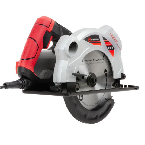 Пила дисковая 1500Вт, 5800об/мин, угол 90-45, глубина распила 65-43мм, диск 190мм*20мм, 24 зуба, лазер INTERTOOL WT-0618