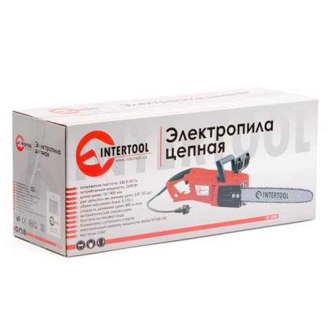 Пила цепная 2600 Вт, 840 м/мин, шина 405 мм, 230 В, прямой двигатель INTERTOOL DT-2205