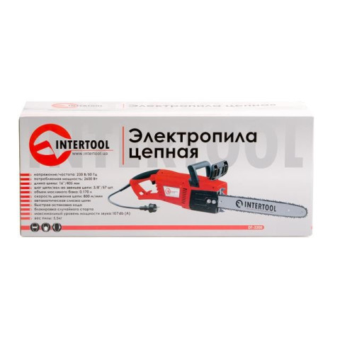 Пила цепная 2600 Вт, 840 м/мин, шина 405 мм, 230 В, прямой двигатель INTERTOOL DT-2205