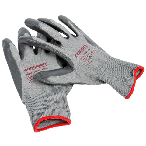 Перчатки рабочие нитрил серые WORCRAFT