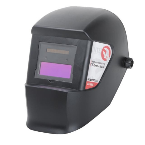 Маска сварщика "Хамелеон", авт. регулировка, класс светофильтра 1/2/1/2, 2сенсора, DIN11, 1/15000с, см. окно 92х34мм, РР INTERTOOL SP-0061