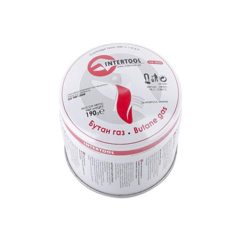 Картридж с газом бутан сменный 190 г. INTERTOOL GB-0050