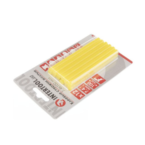 Комплект желтых клеевых стержней 7.4мм*100мм, 12шт. INTERTOOL RT-1050