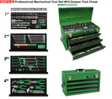 Ящик с инструментом TOPTUL 3 секции 99 ед. GCAZ0038