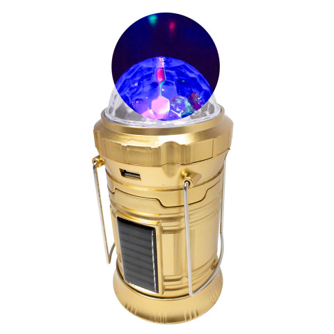 Фонарь-трансформер светодид-й аккум-й с функцией диско-шар(торц.свет:1LED/50LUM,бок.свет:6LED/30LUM,заряд:солн.батарея, кабель 220V/USB,t заряд.3-5ч)