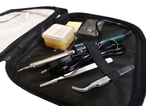 Паяльник электрический с набором инструментов и аксессуаров 6пр.(220V,50Hz,60W,пинцеты-2шт,расходники)в сумке RockForce RF-8272-6