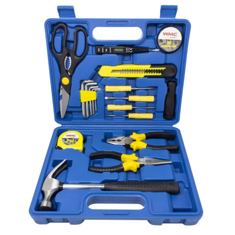 Набор инструментов 18пр(плоскогубцы,утконосы,нож,рулетка,отвертки,шестигранники,молоток,ножницы,изолента) WMC TOOLS WT-1018