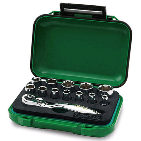 Набор головок с трещоткой TOPTUL 1/4" 13ед. GABW1301