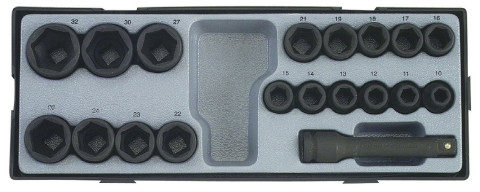 1/2" Набор головок ударных 6-гранных 19 пр. (код T4193)