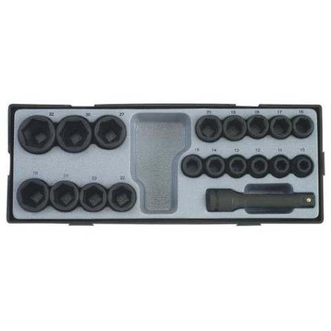 1/2" Набор головок ударных 6-гранных 19 пр. (код T4193)