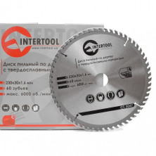 Диск пильный по дереву с твердосплавными напайками INTERTOOL CT-3047