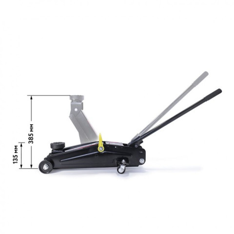 Домкрат подкатной гидравлический 2 т (h min 135мм, h max 385мм) с резиновой накладкой ROCKFORCE RF-TH22001CB