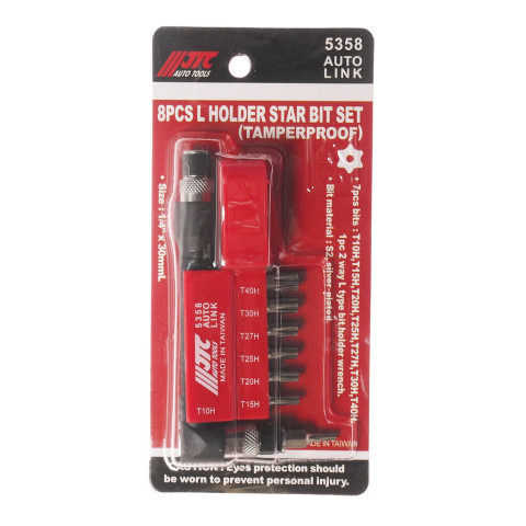 Набор бит 1/4&quot; TORX T10H-T40H с Г-образным переходником 8ед