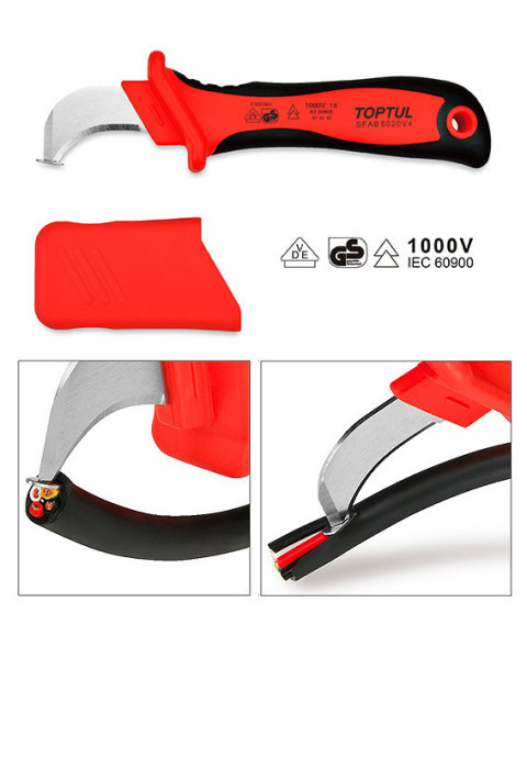 Нож кабельный изогнутый TOPTUL 1000V VDE SFAB5020V4