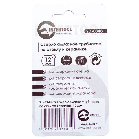 Сверло алмазное трубчатое по стеклу и керамике 14 мм INTERTOOL SD-0349