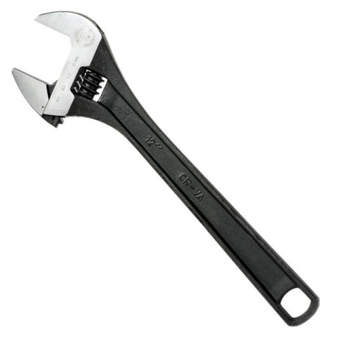 Ключ разводной 300мм, Cr-V, черный, фосфатированный, с полированной головкой INTERTOOL XT-0062