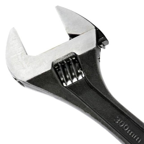 Ключ разводной 300мм, Cr-V, черный, фосфатированный, с полированной головкой INTERTOOL XT-0062