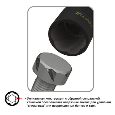 Головка для сорванных граней 1/2" 22мм TOPTUL BAAK1622