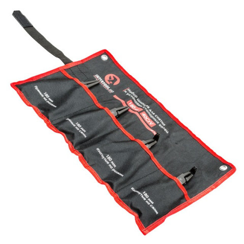 Набор щипцов (4шт) для снятия и установки стопорных колец 180мм, 40CrV, фосфатированные. INTERTOOL HT-7015