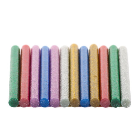 Комплект цветных перламутровых клеевых стержней 7.4мм*100мм, 12шт INTERTOOL RT-1033