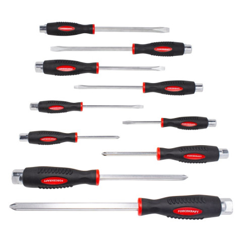 Набор отверток силовых магнитных ''Profi''S2, 10пр. (PH:1х80,2х100,3х150,4х200мм, SL5.5х75,5.5х125,6.5х150,8х150,10х200,12х200мм)в лотке FK-2108