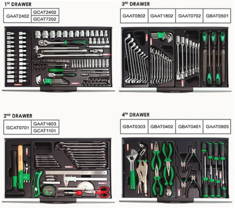 Тележка с инструментом передвижная TOPTUL 7 секций 211 ед. GCAJ0066