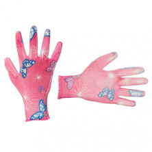 Перчатки садовые с полиуретановым покрытием 8" розовые INTERTOOL SP-0162