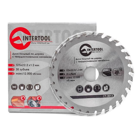Диск пильный по дереву с твердосплавными напайками INTERTOOL CT-3013