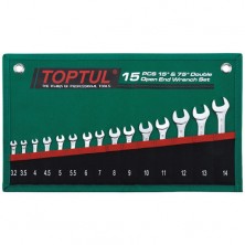 Набор ключей рожковых TOPTUL 15 шт. 3,2-14мм 15°х75° GRAJ1501