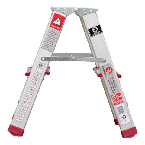 Стремянка алюминиевая двухсторонняя 2 ступени, высота 440мм INTERTOOL LT-1102