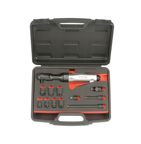 3/8" Пневмотрещотка 81 Нм 160 об/мин с набором головок 12 пр. (код 3126)