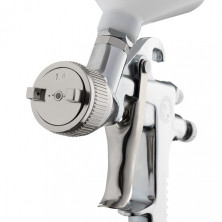 Краскопульт пневматический HP, форсунка 1.4мм, верхний пластиковый бачок 600мл., 5бар INTERTOOL PT-0111