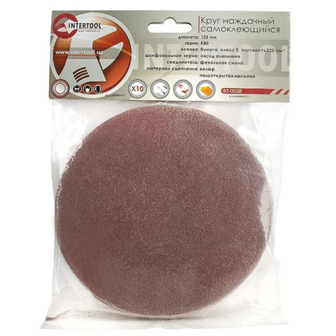 Круг наждачный самоклеющийся INTERTOOL BT-0558