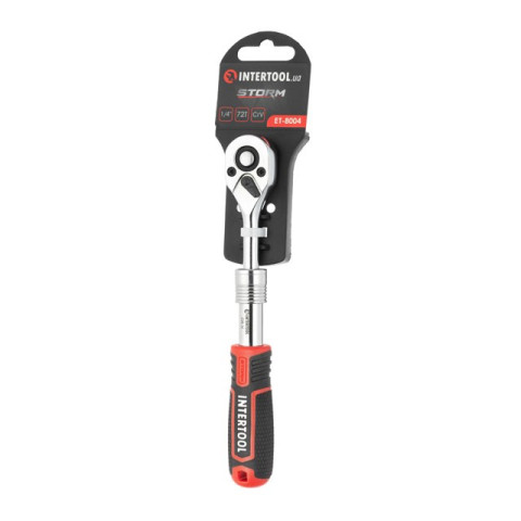Рукоятка с храповым механизмом телескопическая, 72 зуба 1/4", Cr-V STORM INTERTOOL ET-8004